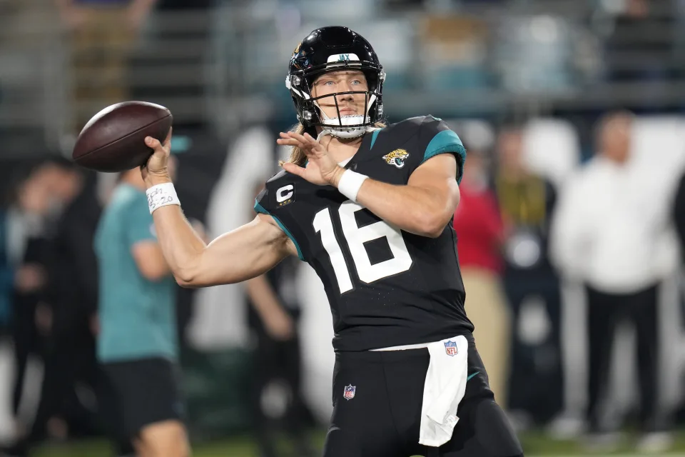 Jacksonville Jaguars quarterback Trevor Lawrence avoided serious injury. (AP Photo/John Raoux)