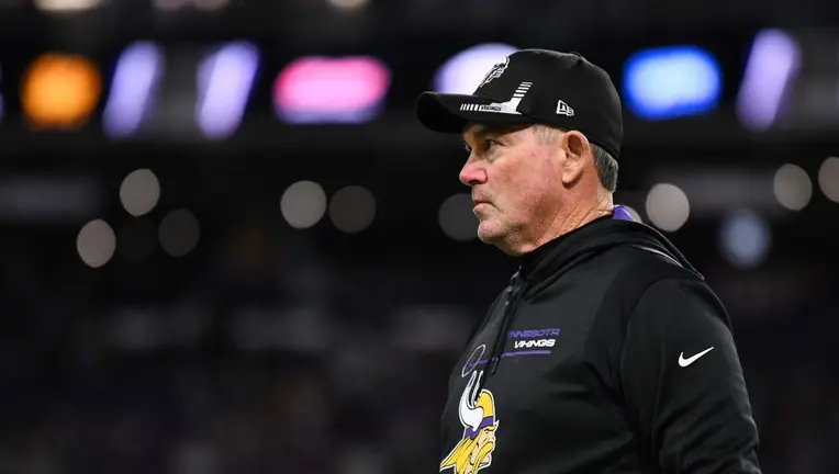 MINNEAPOLIS, MINNESOTA - OCTOBER 31: Head coach Mike Zimmer of the Minnesota Vikings looks on prior to the game against the Dallas Cowboys at U.S. Bank Stadium on October 31, 2021 in Minneapolis, Minnesota. (Photo by Stephen Maturen/Getty Images)
