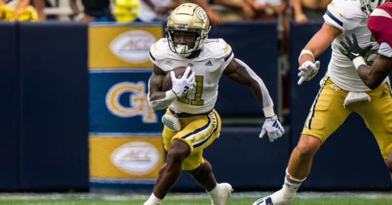 Redshirt sophomore Jamal Haynes converted from wide receiver to running back and finished 24th in the nation with an average of 6.09 yards per carry in 2023. (Photo courtesy Georgia Tech athletics)