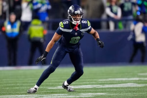Seattle Seahawks safety Coby Bryant (8) gets set during the NFC Championship last season in Seattle. (Ben VanHouten/AP)