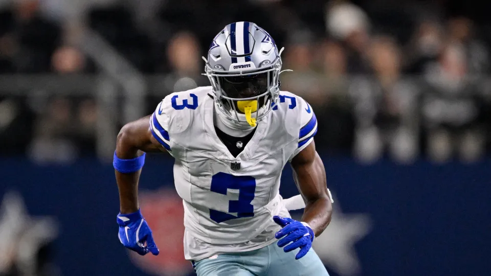 Dallas Cowboys wide receiver George Pickens (3) runs a route during an NFL football game between the Dallas Cowboys and the Minnesota Vikings, Dec. 14, 2025, in Arlington, Texas. (AP Photo/Jerome Miron, File